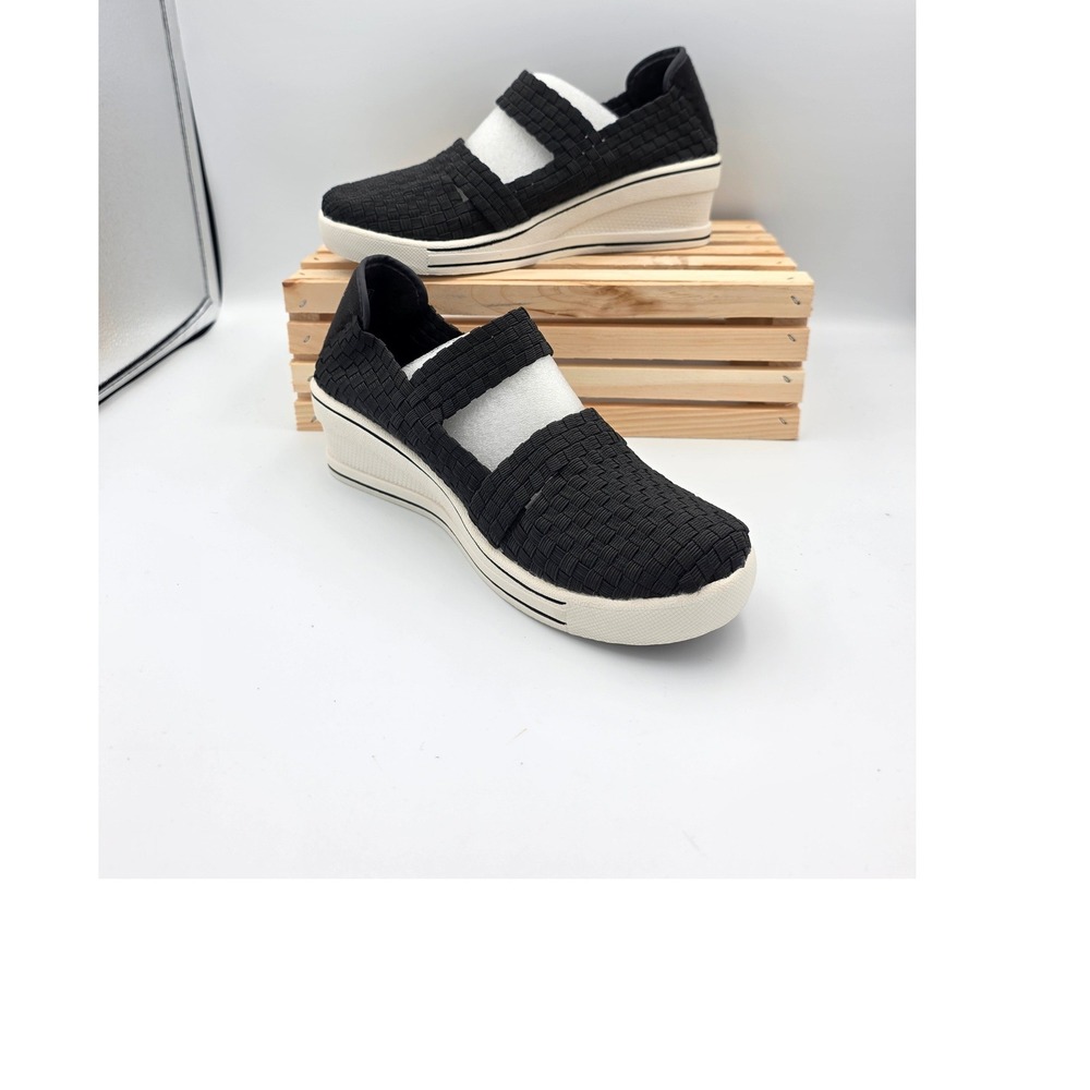 Bernie Mev Frontier Sneakers Women 38 8 Black Woven Comfort Elastic Platform